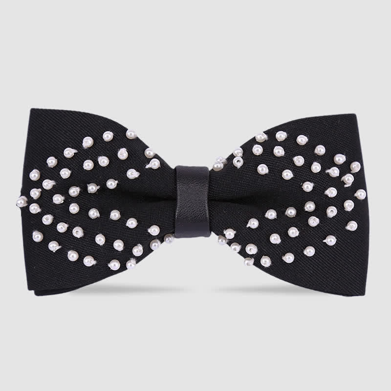 Elegante papillon con perle bianche e nere ricamato a mano - Stile n. 5 - image 4