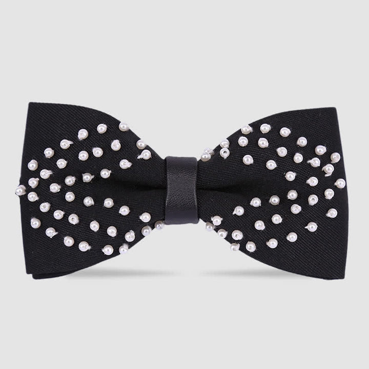 Elegante papillon con perle bianche e nere ricamato a mano - Stile n. 5 - image 4