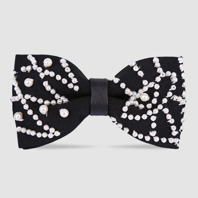 Elegante papillon con perle bianche e nere ricamato a mano - Stile n. 6 - image 5