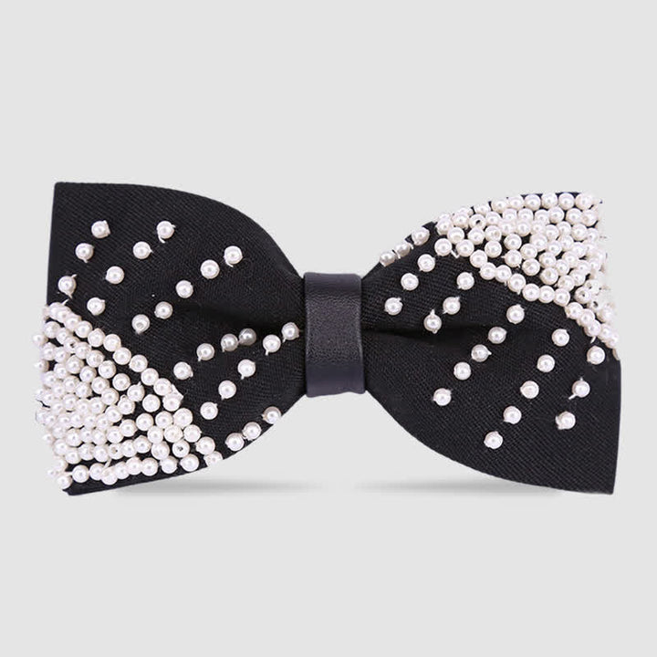 Elegante papillon con perle bianche e nere ricamato a mano - Stile n. 4 - image 3