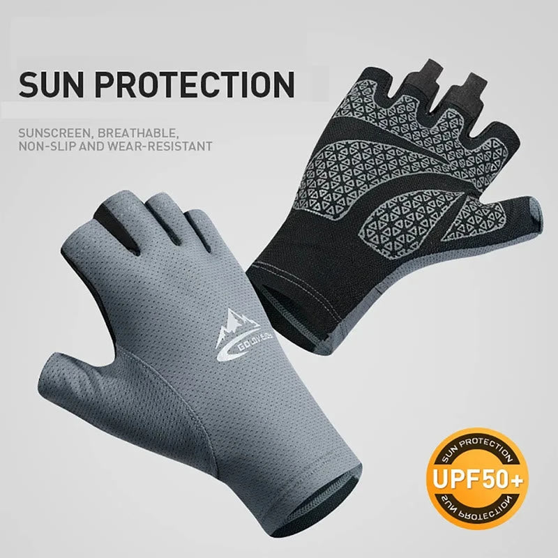 Guanti da esterno traspiranti con protezione solare Ice Silk e mezze dita - image 4