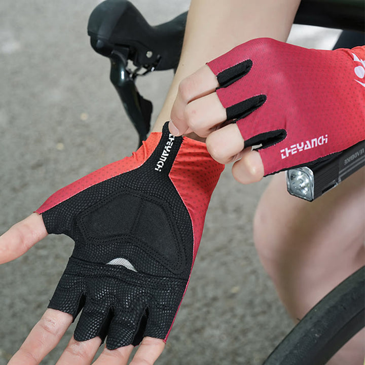 Guanti da ciclismo sportivi in ​​seta di ghiaccio antiscivolo a mezza dita