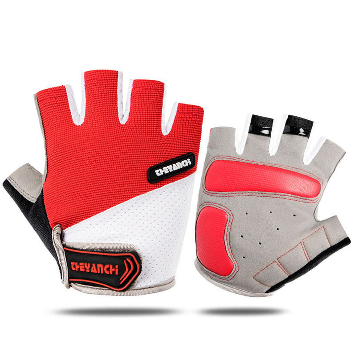 Guanti da ciclismo unisex antiscivolo a mezze dita - Rosso - XL - image 10