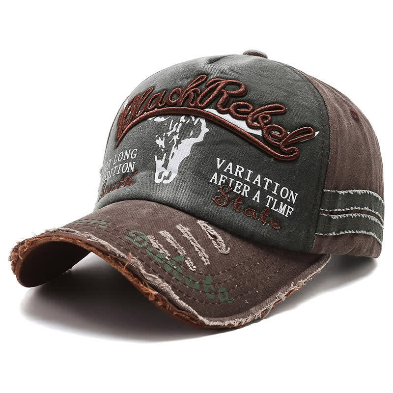 Cappellino da baseball con testa di toro Longhorn ricamata con lettere