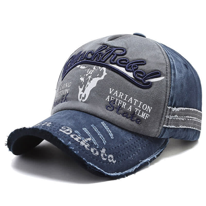 Cappellino da baseball con testa di toro Longhorn ricamata con lettere