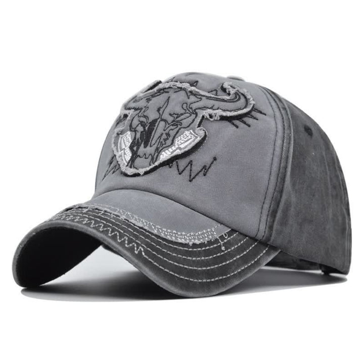 Cappellino da baseball vintage street style con ricamo a forma di toro - Grigio - Regolabile (21 1/4"-23 5/8") - image 12