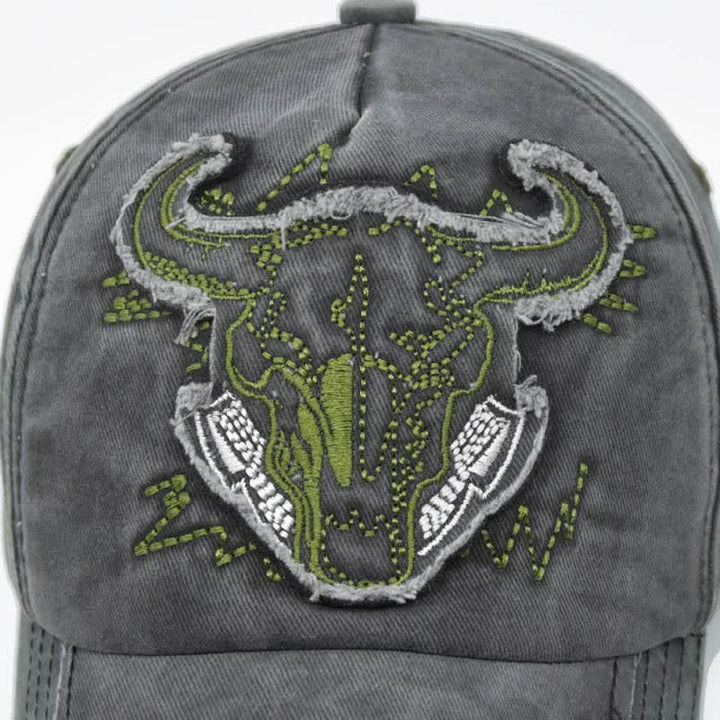 Cappellino da baseball vintage street style con ricamo a forma di toro - image 6