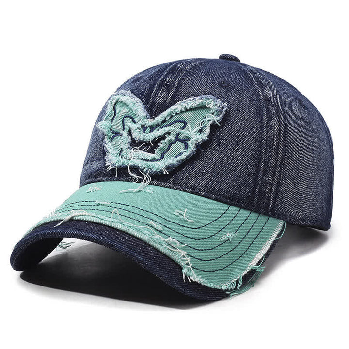 Cappellino da baseball lavato con ricamo a farfalla e colori abbinati retrò