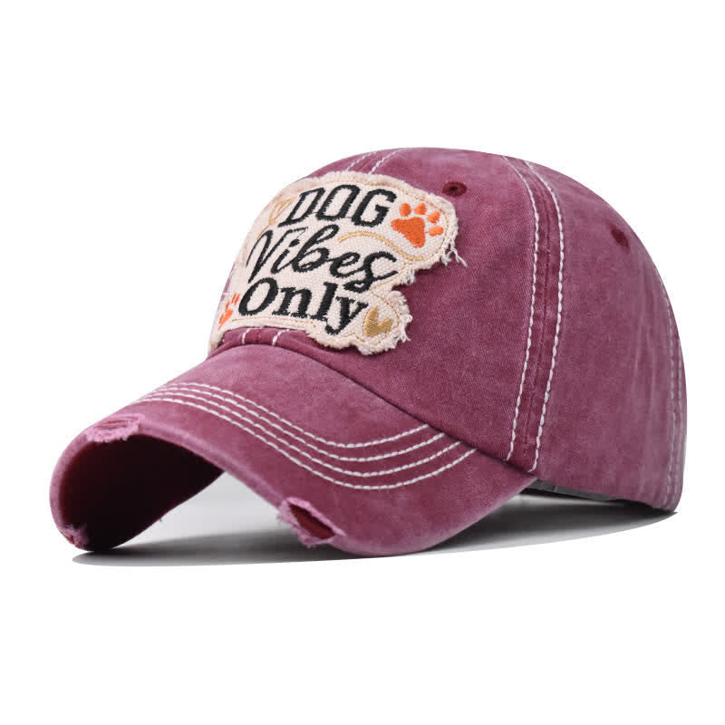 Cappellino da baseball lavato ricamato "Dog Vibes Only"