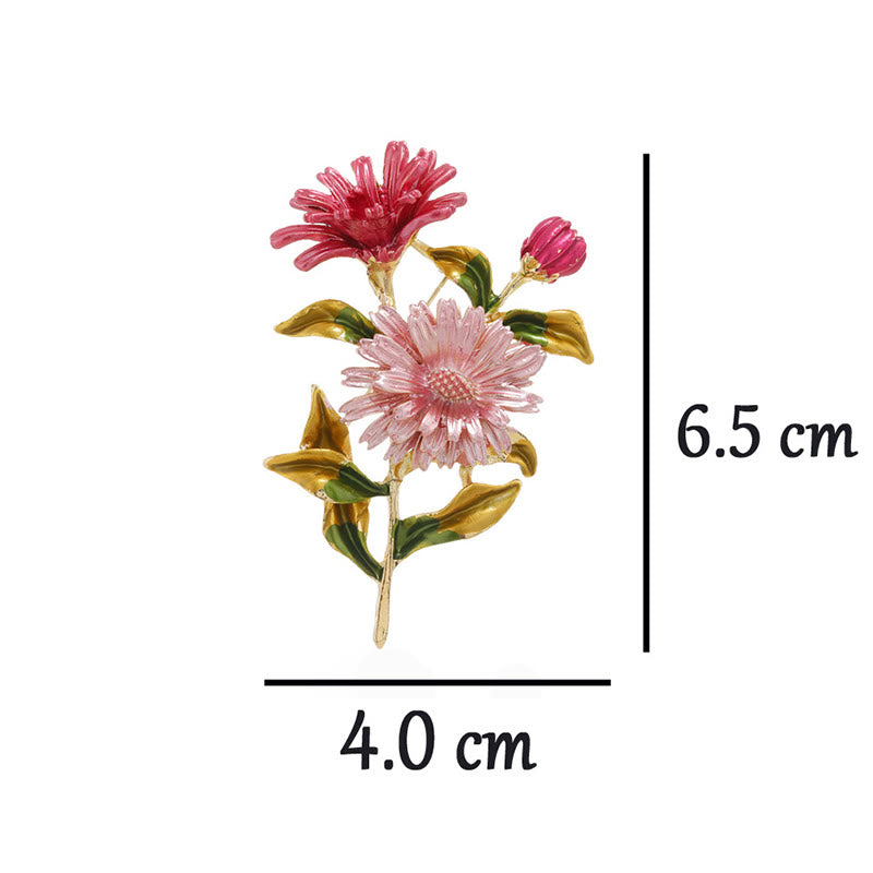 Spilla smaltata con bouquet di margherite da donna
