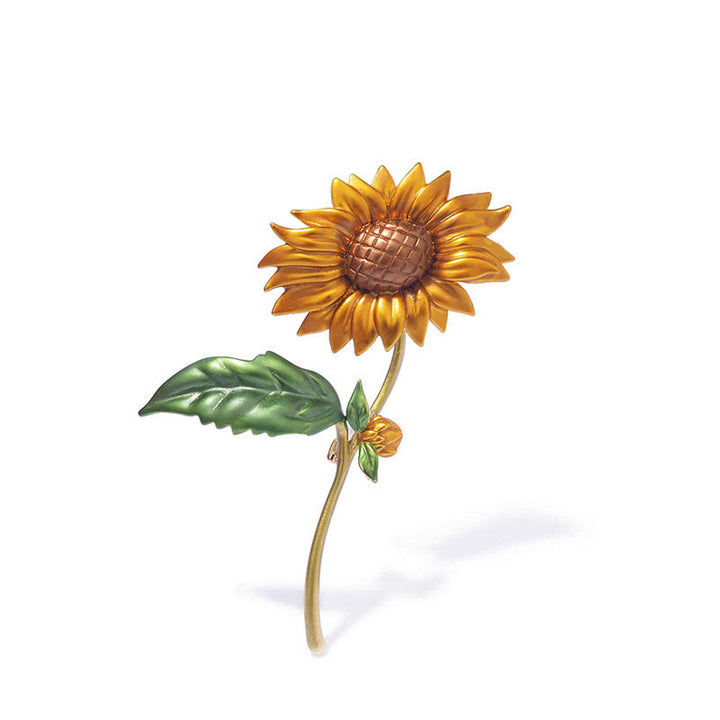 Spilla smaltata a forma di girasole estivo da donna
