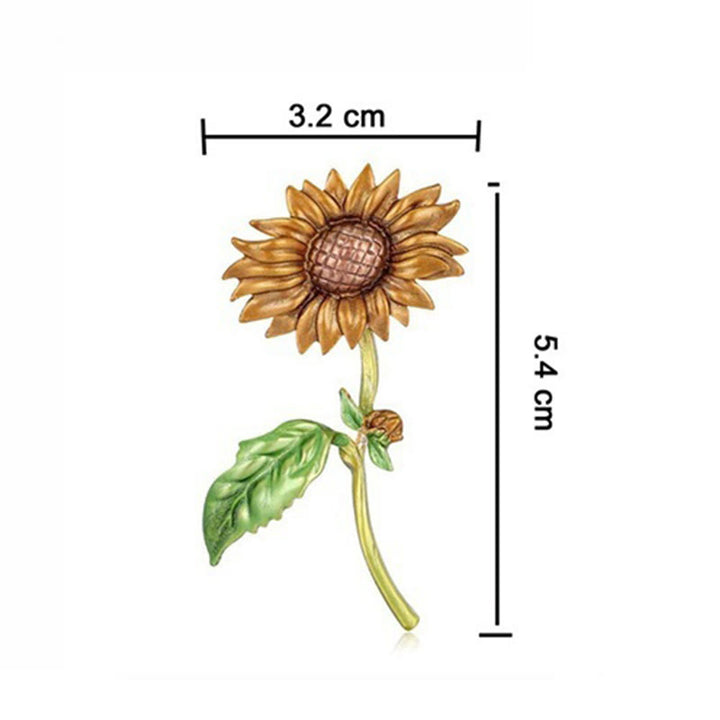 Spilla smaltata a forma di girasole estivo da donna