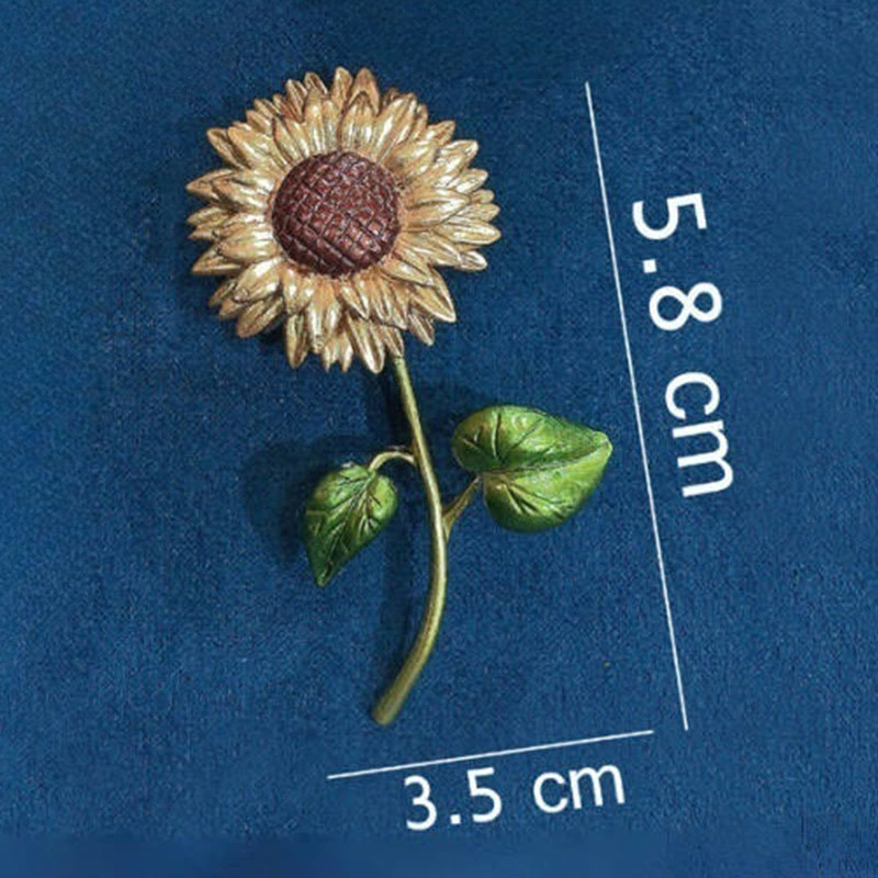 Spilla smaltata a forma di girasole da donna