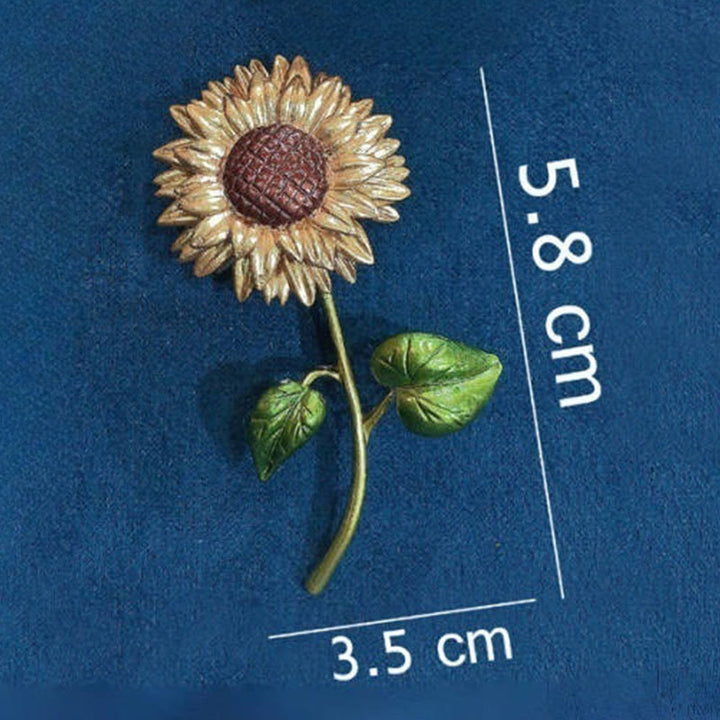 Spilla smaltata a forma di girasole da donna