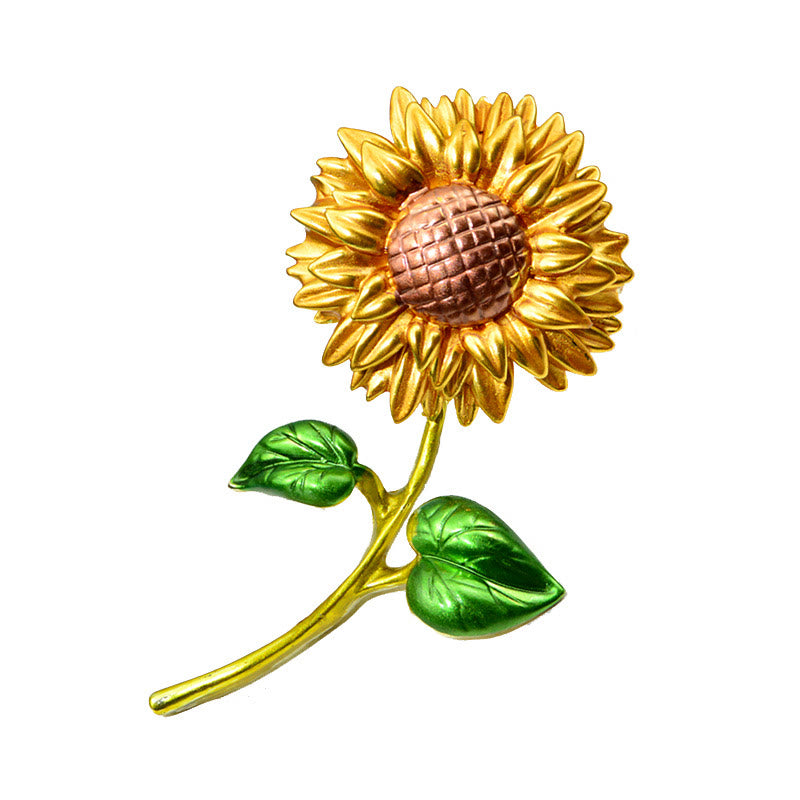 Spilla smaltata a forma di girasole da donna