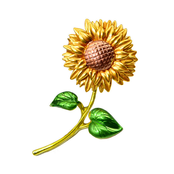 Spilla smaltata a forma di girasole da donna