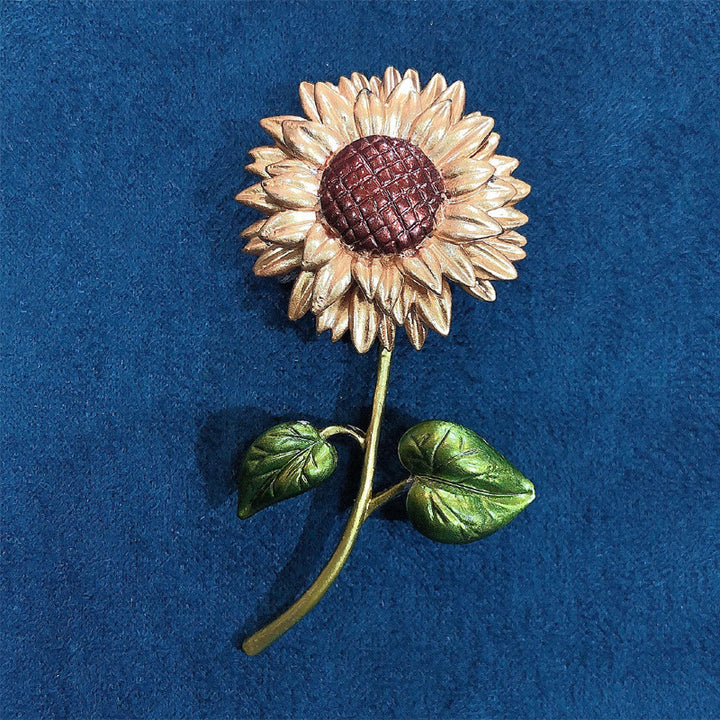Spilla smaltata a forma di girasole da donna