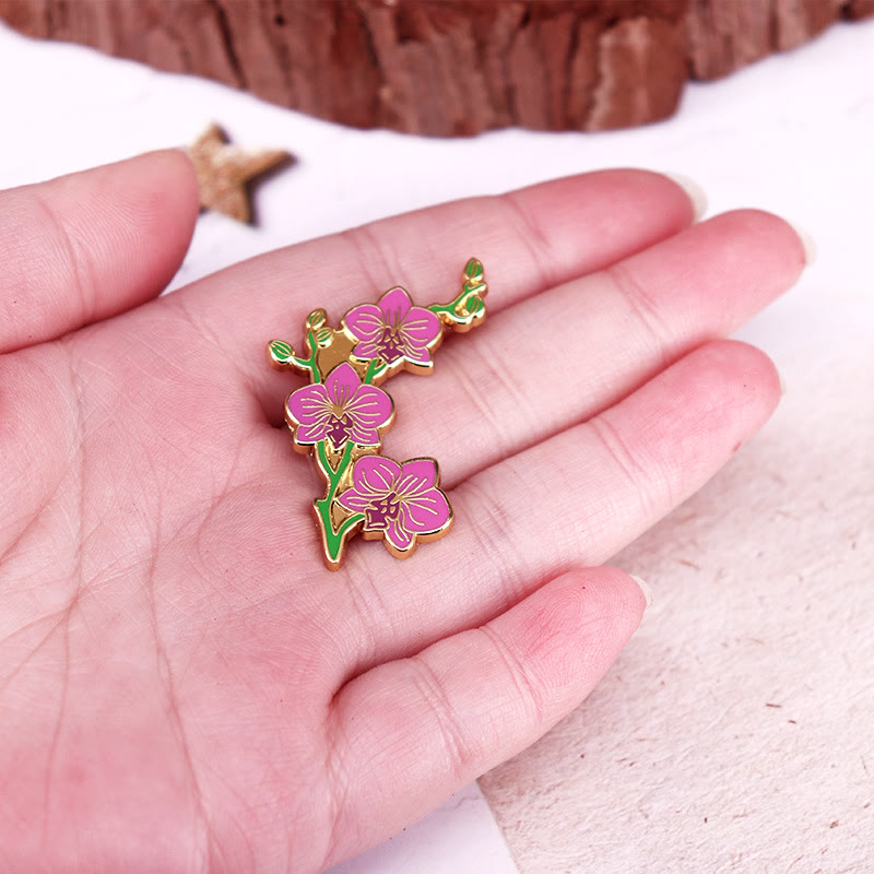 Spilla da bavero elegante a forma di orchidea da donna, in smalto