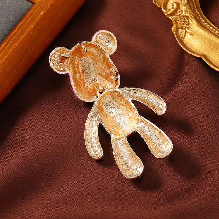 Spilla con bandiera britannica a forma di orso carino e cristallino, squisita.