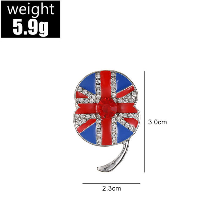 Spilla smaltata a forma di fiore di papavero con bandiera britannica - image 4
