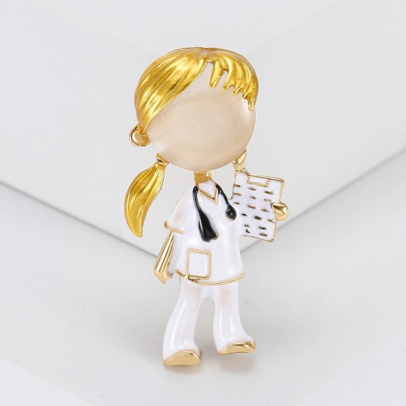 Spilla smaltata regalo per infermiera della serie medica Cut Nurse - Bianco - image 4