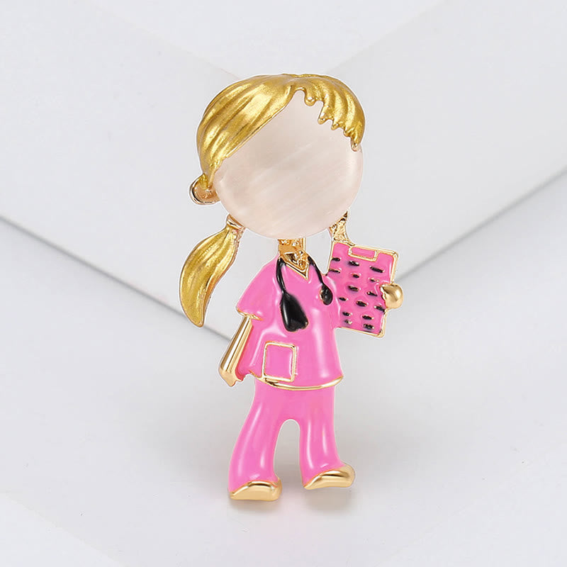 Spilla smaltata regalo per infermiera della serie medica Cut Nurse - Rosa - image 5