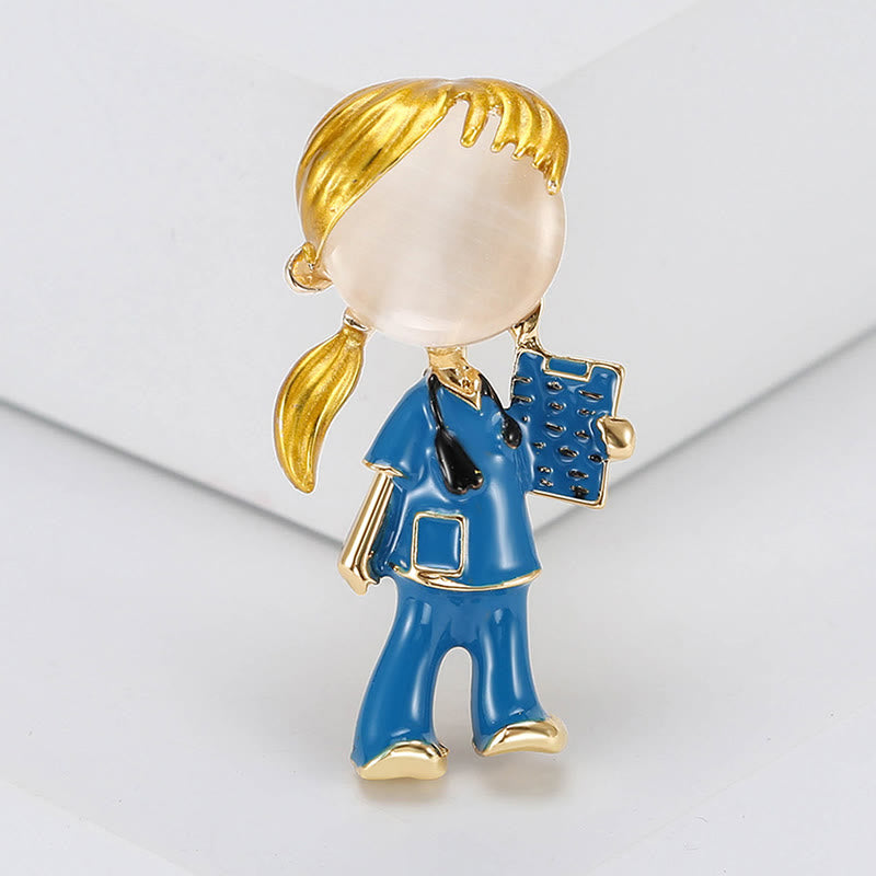 Spilla smaltata regalo per infermiera della serie medica Cut Nurse - Blu - image 0