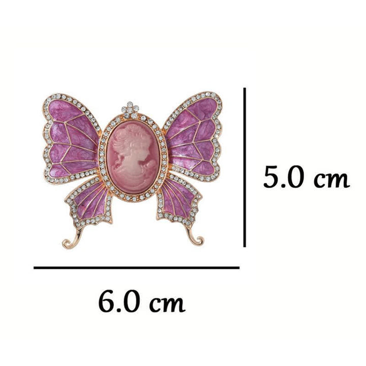 Spilla da donna con cammeo a forma di farfalla in stile vittoriano antico