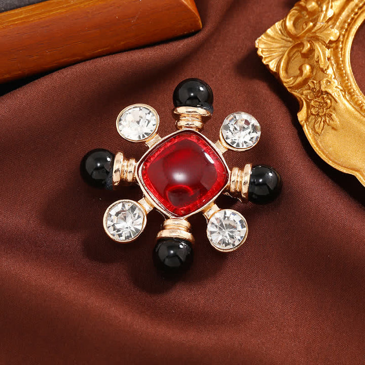Spilla quadrata geometrica con strass in stile barocco da donna - Piazza Rossa - image 4