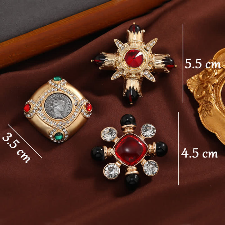 Spilla quadrata geometrica con strass in stile barocco da donna