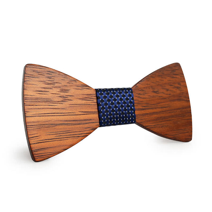 Papillon in legno di bambù fatto a mano da uomo - Blu Reale - image 10