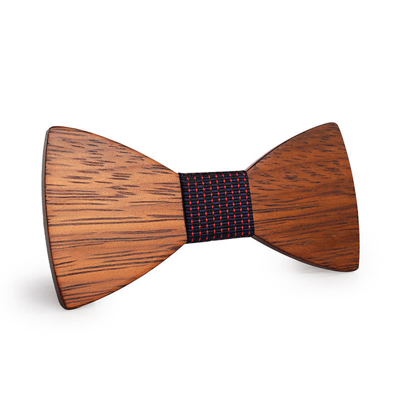 Papillon in legno di bambù fatto a mano da uomo - Linea rossa - image 13