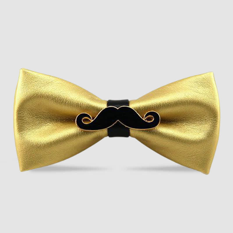 Papillon in pelle con baffi in metallo da uomo - Oro - image 6