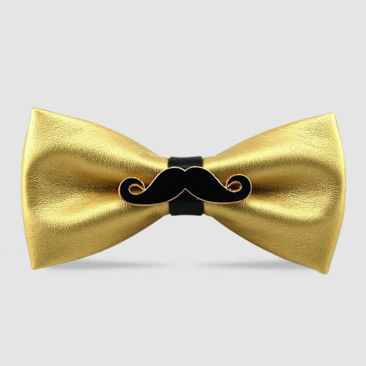 Papillon in pelle con baffi in metallo da uomo - Oro - image 6
