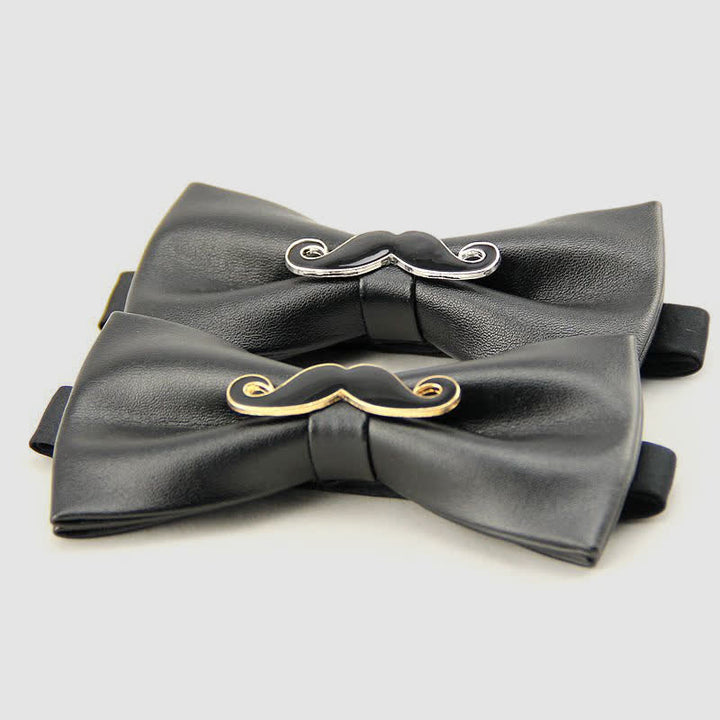 Papillon in pelle con baffi in metallo da uomo - image 1