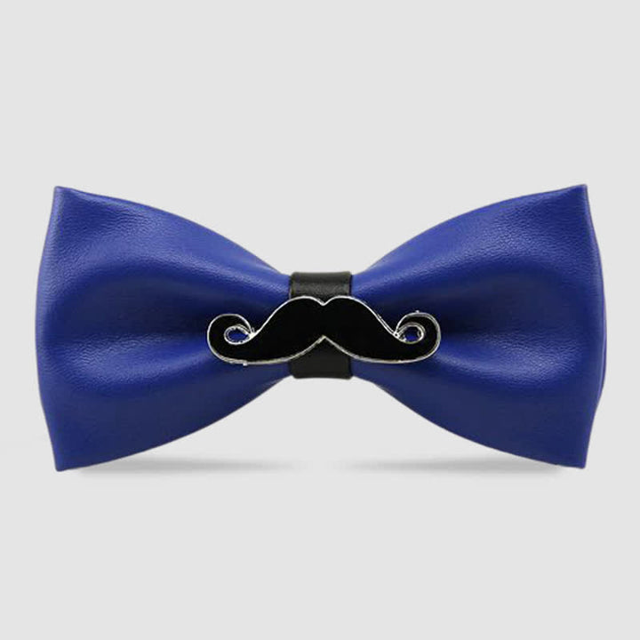 Papillon in pelle con baffi in metallo da uomo - Blu - image 11
