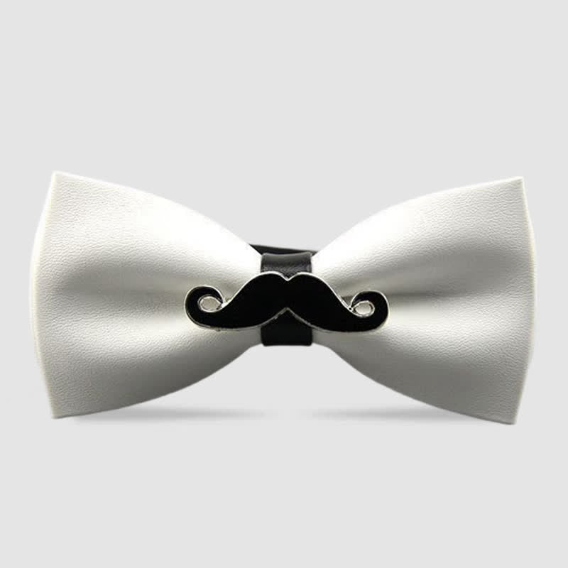 Papillon in pelle con baffi in metallo da uomo - Bianco #1 - image 12