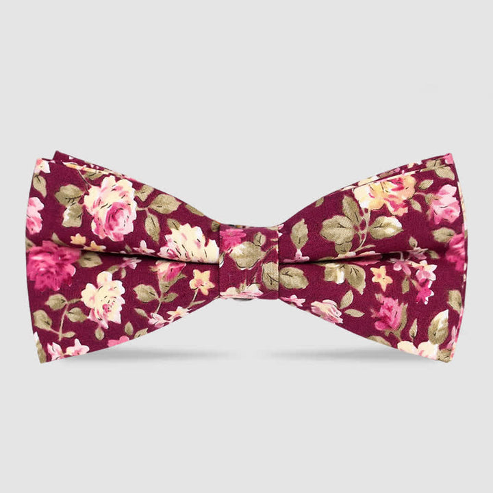 Papillon da uomo in cotone con stampa floreale Forest