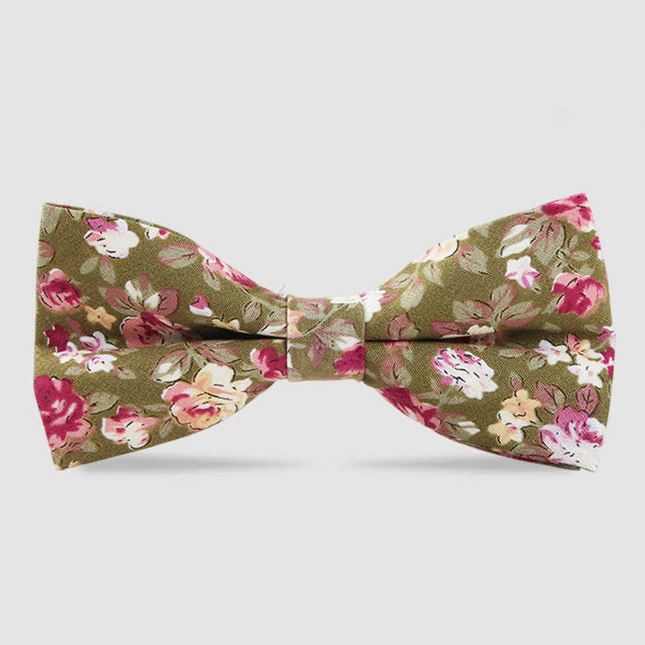 Papillon da uomo in cotone con stampa floreale Forest