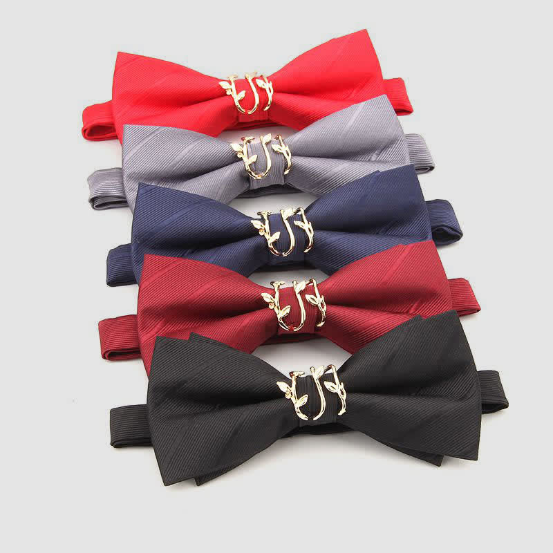 Papillon da uomo in twill con foglia di vite dorata di lusso
