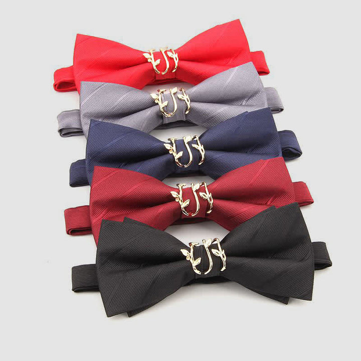 Papillon da uomo in twill con foglia di vite dorata di lusso