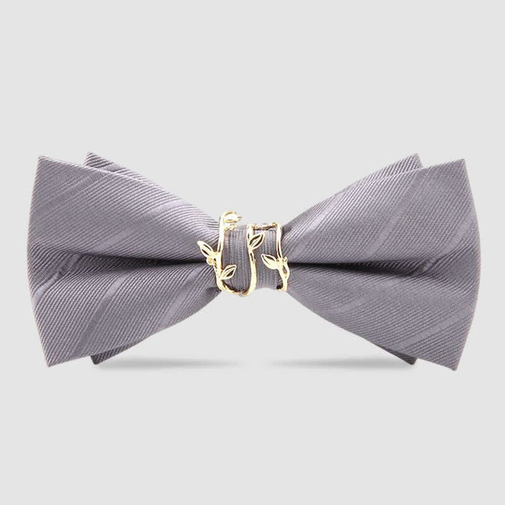 Papillon da uomo in twill con foglia di vite dorata di lusso - Grigio - image 6