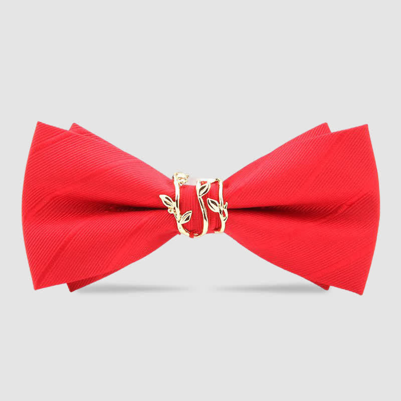 Papillon da uomo in twill con foglia di vite dorata di lusso - Rosso - image 5