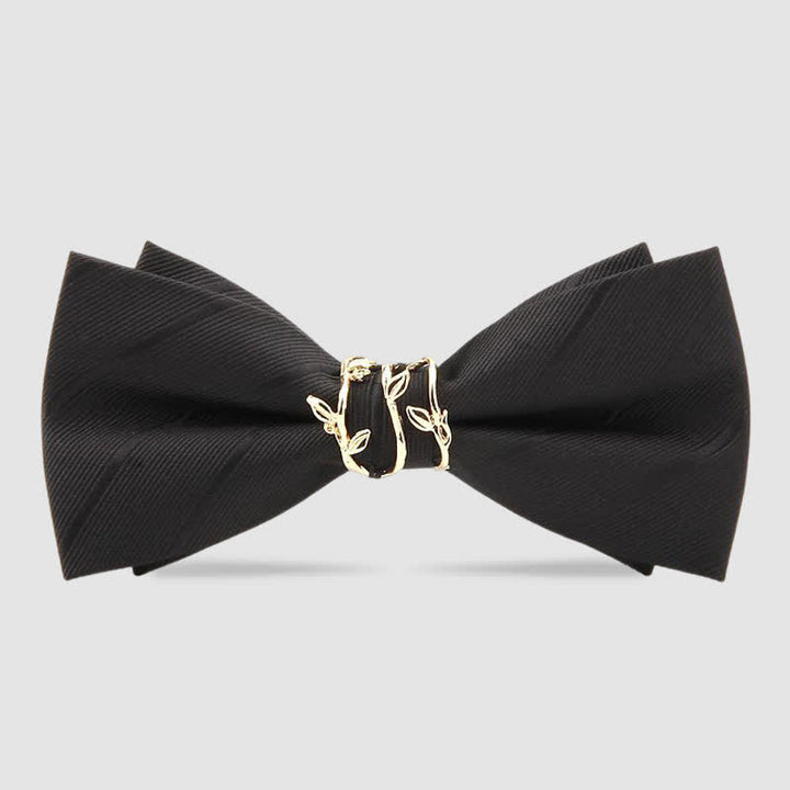 Papillon da uomo in twill con foglia di vite dorata di lusso