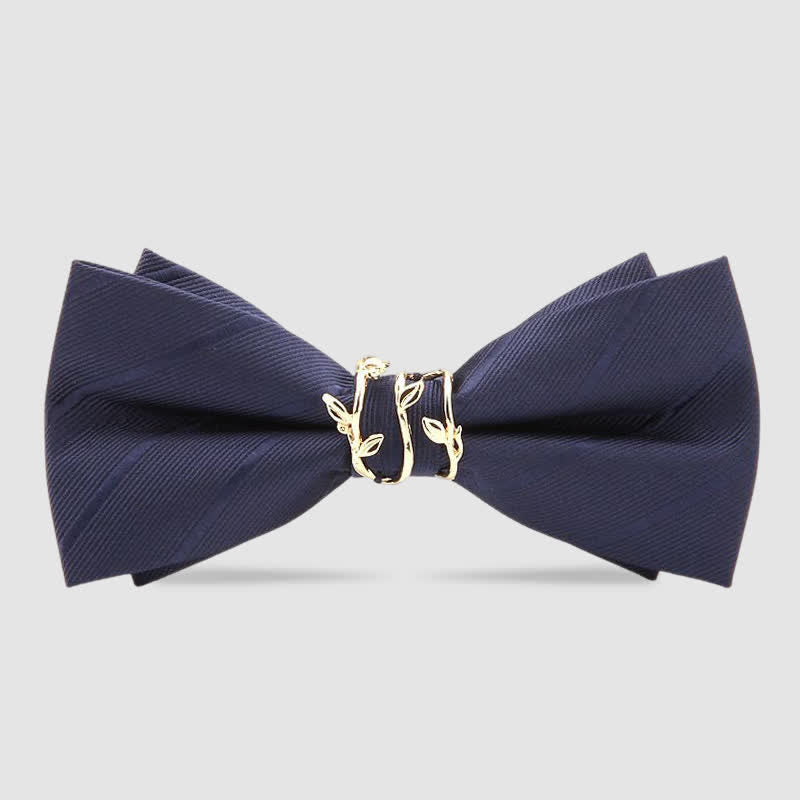 Papillon da uomo in twill con foglia di vite dorata di lusso