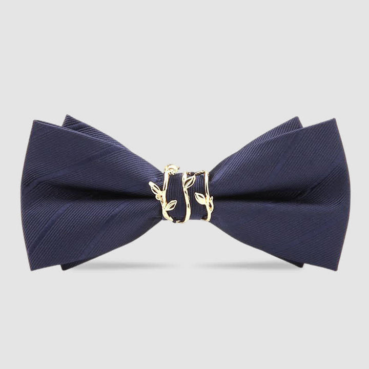 Papillon da uomo in twill con foglia di vite dorata di lusso