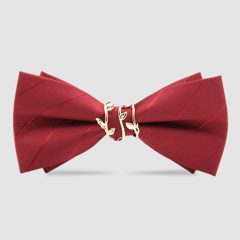 Papillon da uomo in twill con foglia di vite dorata di lusso