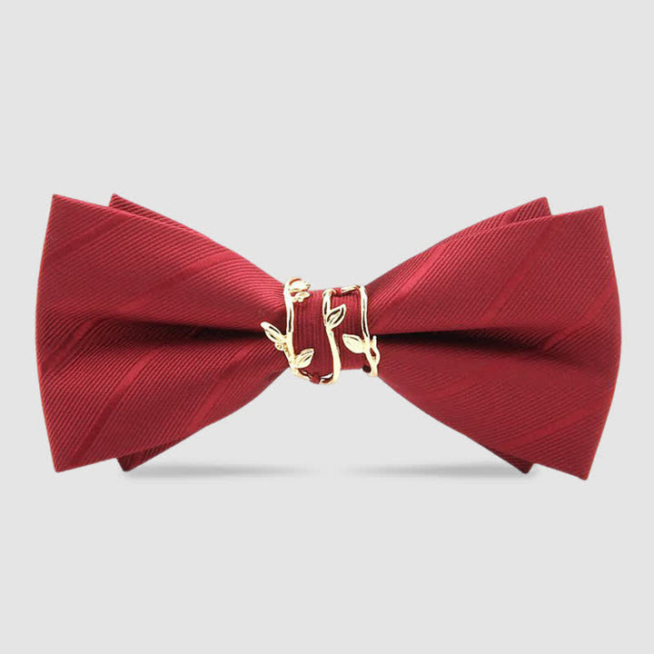 Papillon da uomo in twill con foglia di vite dorata di lusso - Borgogna - image 4
