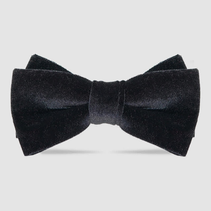 Papillon di velluto doppio strato di lusso da uomo - Nero - image 0