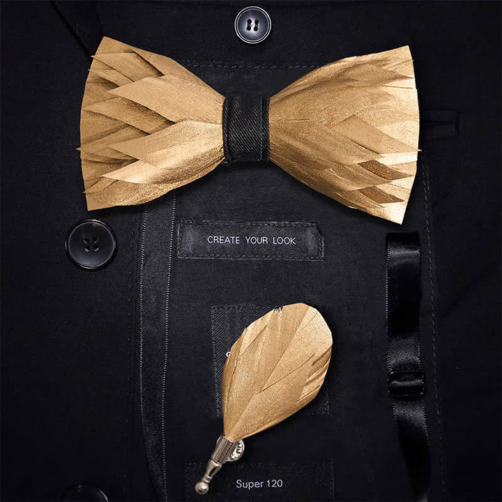 Papillon con piume in oro massiccio Sunshine